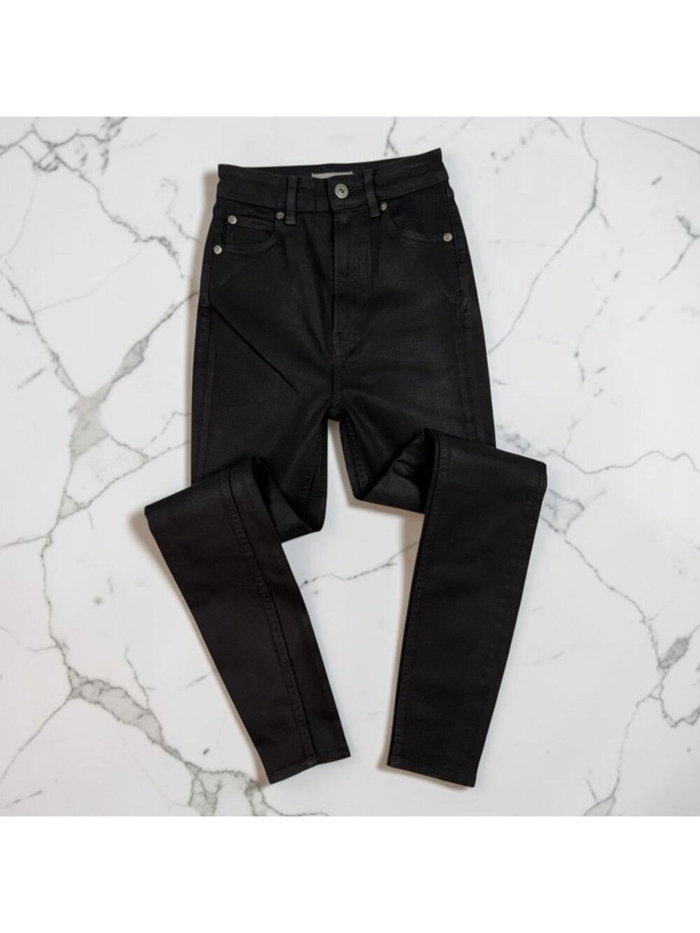 Studio R330 Skinny Jeans Size 24 Waist Coated Waxed Denim High Rise Waist Ankle